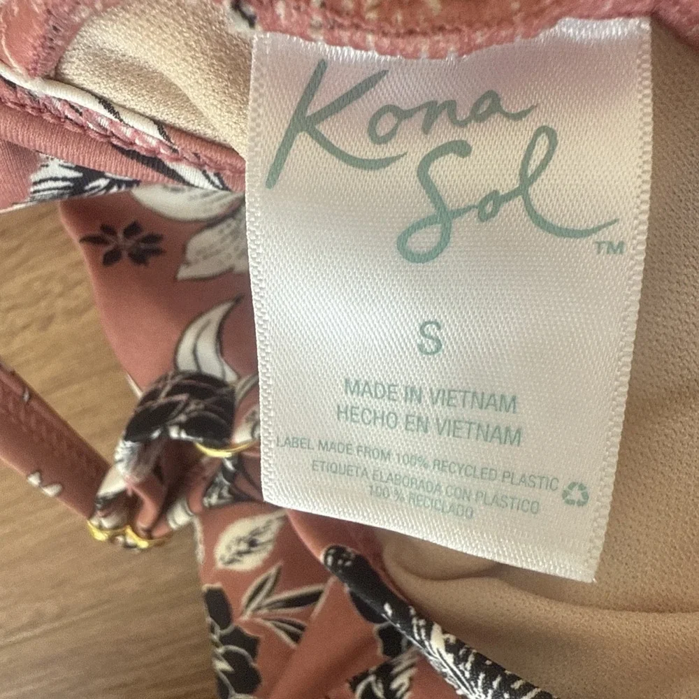 Kona Sol One‎ Piece Swimsuit S. Pink Floral  Bathing Suit